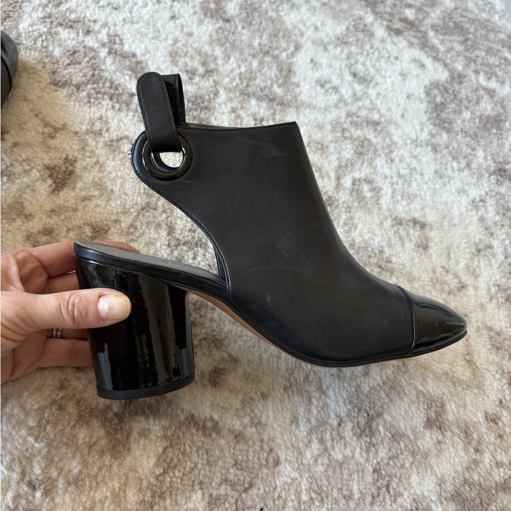 Linea Paolo heeled mule / bootie, black leather